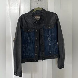 Vtg John Galliano Leather and Denim Jacket